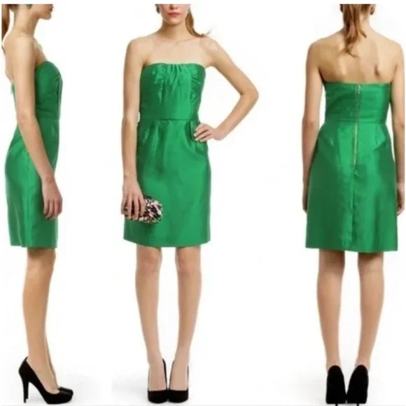 Kate Spade emerald green silk strapless cocktail dress - size 4 (Small) - Picture 2 of 7